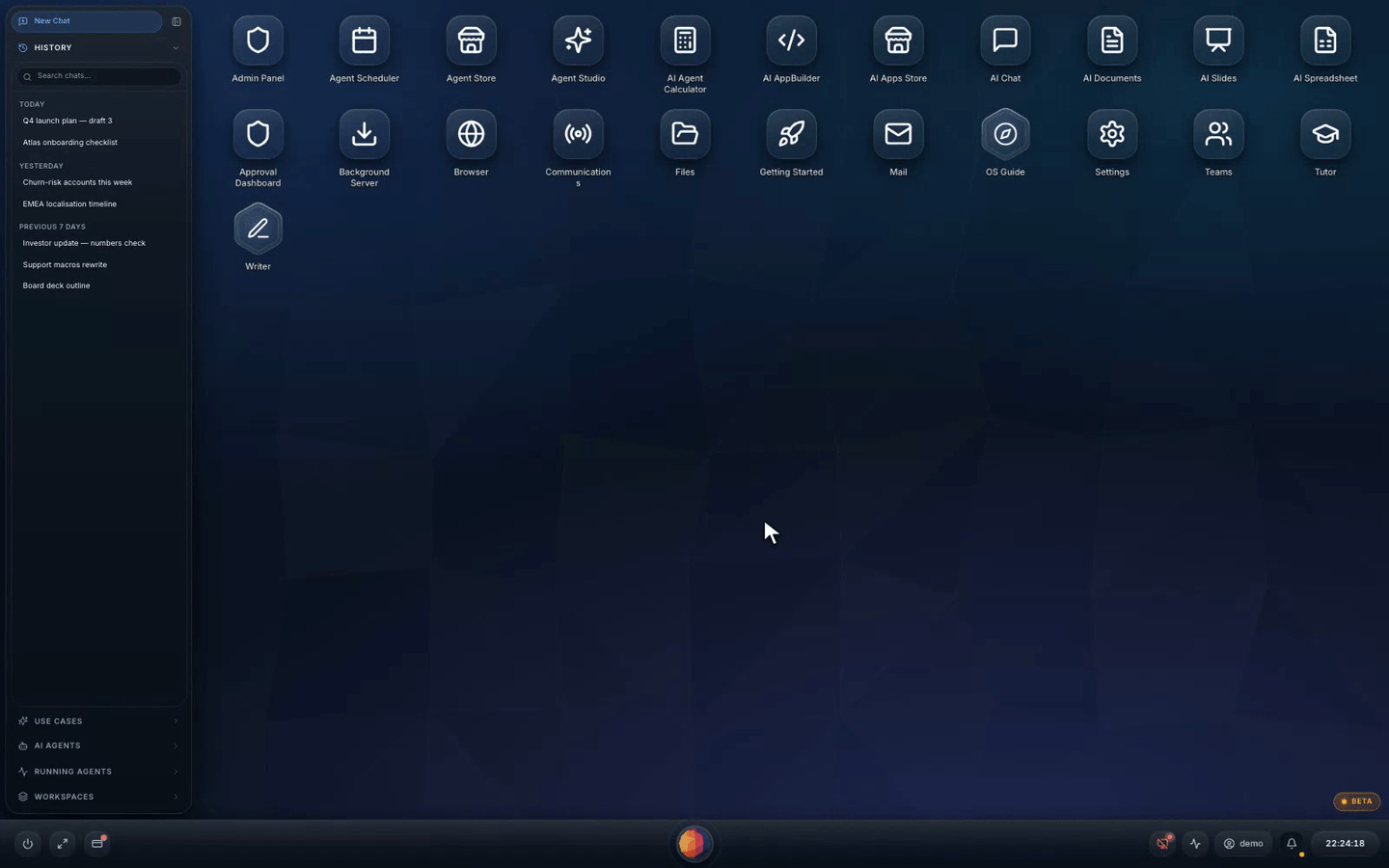 ReEnvision OS desktop showing its built-in AI apps